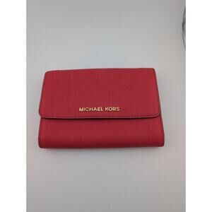 Michael Kors Large Salmon Pink Orange Wallet Clutch Crossbody Bag Purse No Chain